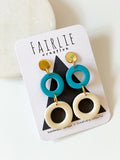 COLOUR BLOCK - double hoop dangles no.7